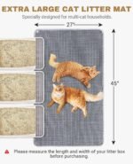 Fostanfly Cat Litter Mat Size 114 × 68 cm, Machine Washable XL Large Honeycomb Double Layer Cat Litter Trapping Mat, Easy to Clean, Waterproof Urine Proof Anti-Slip for Floor-Grey - Image 3