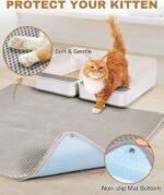 Fostanfly Cat Litter Mat Size 114 × 68 cm, Machine Washable XL Large Honeycomb Double Layer Cat Litter Trapping Mat, Easy to Clean, Waterproof Urine Proof Anti-Slip for Floor-Grey - Image 5