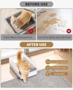 Fostanfly Cat Litter Mat Size 114 × 68 cm, Machine Washable XL Large Honeycomb Double Layer Cat Litter Trapping Mat, Easy to Clean, Waterproof Urine Proof Anti-Slip for Floor-Grey - Image 7