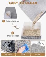 Fostanfly Cat Litter Mat Size 114 × 68 cm, Machine Washable XL Large Honeycomb Double Layer Cat Litter Trapping Mat, Easy to Clean, Waterproof Urine Proof Anti-Slip for Floor-Grey - Image 8