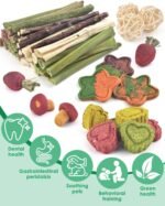 ERKOON 53PCS Bunny Chew Toys, Rabbit Chew Toys for Teeth Grinding, Improve Dental Health, 100% Natural Apple Wood Timothy Grass Cake Treats for Rabbits Guinea Pigs Chinchillas Bunnies Hamsters - Image 3