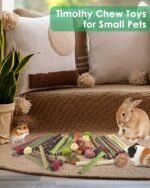 ERKOON 53PCS Bunny Chew Toys, Rabbit Chew Toys for Teeth Grinding, Improve Dental Health, 100% Natural Apple Wood Timothy Grass Cake Treats for Rabbits Guinea Pigs Chinchillas Bunnies Hamsters - Image 6