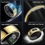 Smart Ring for Women & Men - Touch Control Health Tracker with Skin Temperature Monitoring, Sleep, Step & Exercise Tracking, Music & Video Control (Black, 10) - Image 9