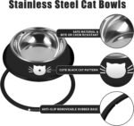 2Pcs Cat Bowls Non-Slip Stainless Steel Small Cat Food Bowls Unbreakable Thicken Cat Feeder 13 Oz Cat Dishes Suitable for Indoor Small Pets Removable Rubber Base Easily Clean Lovely Color - Image 4
