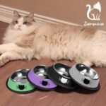 2Pcs Cat Bowls Non-Slip Stainless Steel Small Cat Food Bowls Unbreakable Thicken Cat Feeder 13 Oz Cat Dishes Suitable for Indoor Small Pets Removable Rubber Base Easily Clean Lovely Color - Image 8