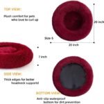 Cat Beds for Indoor Cats -Fluffy Plush Cat Bed Washable, Anti Anxiety Dog Beds for Small Dogs, Round Faux Fur Pet Bed(Wine, Medium 50×50cm) - Image 3