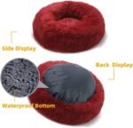 Cat Beds for Indoor Cats -Fluffy Plush Cat Bed Washable, Anti Anxiety Dog Beds for Small Dogs, Round Faux Fur Pet Bed(Wine, Medium 50×50cm) - Image 4