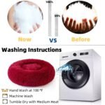 Cat Beds for Indoor Cats -Fluffy Plush Cat Bed Washable, Anti Anxiety Dog Beds for Small Dogs, Round Faux Fur Pet Bed(Wine, Medium 50×50cm) - Image 5