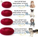 Cat Beds for Indoor Cats -Fluffy Plush Cat Bed Washable, Anti Anxiety Dog Beds for Small Dogs, Round Faux Fur Pet Bed(Wine, Medium 50×50cm) - Image 6
