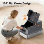 XL Stainless Steel Litter Box with Lid，22.8" L x 14.5" W x 14.5" H Enclosed Large High Sided Cat Litter Box, Metal Kitty Litter Box with Scoop, Non-Sticky, Anti-Leakage for Cats, Grey - Image 3