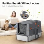 XL Stainless Steel Litter Box with Lid，22.8" L x 14.5" W x 14.5" H Enclosed Large High Sided Cat Litter Box, Metal Kitty Litter Box with Scoop, Non-Sticky, Anti-Leakage for Cats, Grey - Image 5