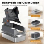 XL Stainless Steel Litter Box with Lid，22.8" L x 14.5" W x 14.5" H Enclosed Large High Sided Cat Litter Box, Metal Kitty Litter Box with Scoop, Non-Sticky, Anti-Leakage for Cats, Grey - Image 7