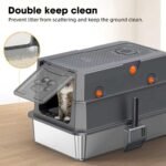XL Stainless Steel Litter Box with Lid，22.8" L x 14.5" W x 14.5" H Enclosed Large High Sided Cat Litter Box, Metal Kitty Litter Box with Scoop, Non-Sticky, Anti-Leakage for Cats, Grey - Image 9