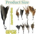 8 Pcs Interactive Cat Feather Teaser Toys with Bells Feather Replacement Kits & Wand Attachments for Indoor Entertainment,Encourages Feline Exercise,Kitten Hunting Play-Durable Play Accessories - Image 3