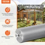VEVOR Hardware Cloth, 1/2 inch 24in x 25 ft 19 Gauge, Hot Dipped Galvanized Wire Mesh Roll, Chicken Wire Fencing, Wire Mesh for Rabbit Cages, Garden, Small Rodents - Image 3