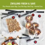 ZWILLING Fresh & Save 10-pc Vacuum Sealer Bag Set - Assorted Sizes, Meal Prep, Reusable Snack Bags, Reusable Sous Vide Bags, Food Saver - Image 3