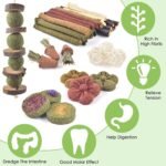 ERKOON Rabbit Toy, 42 Pieces Timothy Hay Sticks Carrots Rose Grass Cake Dental Care Molar, Chinchillas Toy Chew Toy for Rabbits, Guinea Pigs, Hamsters, Chinchilla - Image 3