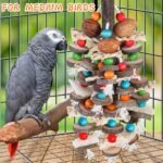 BBjinronjy Large Parrot Toys Bird Chewing Toys-Natural Nuts Corn Loofah Wooden Bird Cage Toy for African Grey,Macaws,Conure,Cokatoos,Cockatiel,Amazon Parrots and Other Large Medium Birds - Image 6