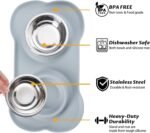 Hubulk Pet Dog Bowls 2 Stainless Steel with No Spill Non-Skid Silicone Mat + Pet Food Scoop Water and Food Feeder Bowls for Feeding Small Medium Large Dogs Cats Puppies ( Gray) - Image 3