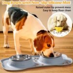 Hubulk Pet Dog Bowls 2 Stainless Steel with No Spill Non-Skid Silicone Mat + Pet Food Scoop Water and Food Feeder Bowls for Feeding Small Medium Large Dogs Cats Puppies ( Gray) - Image 7