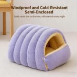 Cozy Monster Cat Bed, 2026 New Winter Warm Cat House, Cat Beds for Indoor Cats, Cat Tent with Removable Cushion, Warm Cave Nest Sleeping Bed Puppy House for Cats Small Dogs (Beige, M(17.7in)) - Image 5