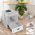 Homegroove Stainless Steel Cat Litter Box with Drawer, XL Foldable Enclosed Kitten Litter Box with Lid for Indoor Cats, Metal Covered Cat Litter Pan with Litter Scoop (Gray) - Image 4