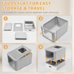 Homegroove Stainless Steel Cat Litter Box with Drawer, XL Foldable Enclosed Kitten Litter Box with Lid for Indoor Cats, Metal Covered Cat Litter Pan with Litter Scoop (Gray) - Image 8