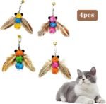 LWINGFLYER 4 PCS Cat Feather Toys Refill Insect Bee,Feather Cat Toys, Kitty Wand Toy Refill,Cat Toy Wand Replacement Attachments,Interactive Cat Toys for Indoor Cats - Image 4