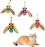 LWINGFLYER 4 PCS Cat Feather Toys Refill Insect Bee,Feather Cat Toys, Kitty Wand Toy Refill,Cat Toy Wand Replacement Attachments,Interactive Cat Toys for Indoor Cats - Image 6