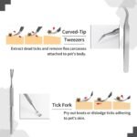BOROLA 2-Piece Stainless Steel Pet Tick Remover Kit V-Shaped Tick Fork & Curved Tip Flea Tweezers with Tin Case Professional Tick & Flea Removal Tool Set for Dogs & Cats - Image 4