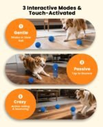 Smart Interactive Dog Balls, Automatic Moving Ball for Medium and Large Dogs, New ETPU Material, Motion Activated Rolling & Rotating Bouncy Toy for Dog Enrichment & Stimulation (Gen2-Blue) - Image 4