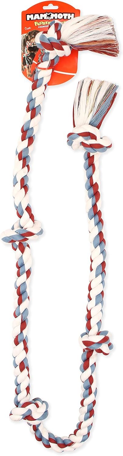 Flossy Chews Cottonblend Color 5-Knot Rope Tug, Super X-Large 72-Inch, Assorted Colors - Image 3