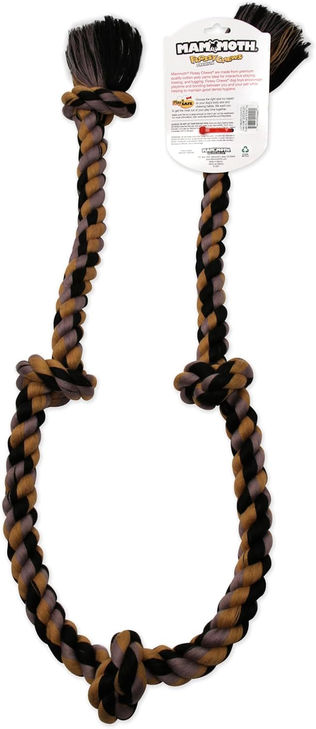 Flossy Chews Cottonblend Color 5-Knot Rope Tug, Super X-Large 72-Inch, Assorted Colors - Image 5