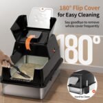Stainless Steel Cat Litter Box with Lid, 180° Flip-Top XL Extra Large Enclosed Litter Box, Covered Metal High Sided Litter Pan with Steps & Scoop, Easy Cleaning, Odor Control,Non-Sticky-Black - Image 3