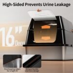 Stainless Steel Cat Litter Box with Lid, 180° Flip-Top XL Extra Large Enclosed Litter Box, Covered Metal High Sided Litter Pan with Steps & Scoop, Easy Cleaning, Odor Control,Non-Sticky-Black - Image 7