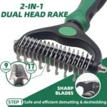 Pet Grooming Kit - 7 PCS Green Deshedding Brush Set with Undercoat Rake, Slicker Brush, Bath Brush & Nail Clipper for Short & Long-Haired Dogs and Cats - Image 3
