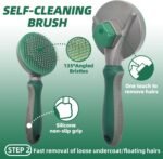 Pet Grooming Kit - 7 PCS Green Deshedding Brush Set with Undercoat Rake, Slicker Brush, Bath Brush & Nail Clipper for Short & Long-Haired Dogs and Cats - Image 4