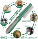 Pet Grooming Kit - 7 PCS Green Deshedding Brush Set with Undercoat Rake, Slicker Brush, Bath Brush & Nail Clipper for Short & Long-Haired Dogs and Cats - Image 5