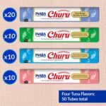 INABA Churu Cat Treats, Grain-Free, Lickable, Squeezable Creamy Purée Cat Treat/Topper with Vitamin E & Taurine, 0.5 Ounces Each Tube - 50 Tubes (Pack of 1) Tuna Variety - Image 7