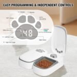 Automatic Cat Feeder 2 Meal, 48H Timer Wet Dry Cat Food Dispenser, with Display and Power Saving Mode, for Cat and Dog Automatic Feeder - Image 7
