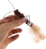 POPETPOP 2pcs Cat Wand Refill Teaser Toys Feathered Dragonfly with Bell Cat Teaser Attachment Cat Worms Replacement Brown - Image 10