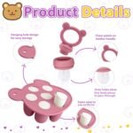 Baby Food Feeder/Fruit Feeder Pacifier NibblerTray Combo，Breastmilk Popsicle Molds for Baby Cooling Relief, BPA Free Silicone Feeder for Safe Infant Self Feeding, （powder ros) - Image 3