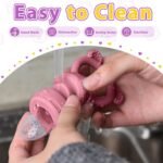 Baby Food Feeder/Fruit Feeder Pacifier NibblerTray Combo，Breastmilk Popsicle Molds for Baby Cooling Relief, BPA Free Silicone Feeder for Safe Infant Self Feeding, （powder ros) - Image 4