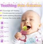 Baby Food Feeder/Fruit Feeder Pacifier NibblerTray Combo，Breastmilk Popsicle Molds for Baby Cooling Relief, BPA Free Silicone Feeder for Safe Infant Self Feeding, （powder ros) - Image 8