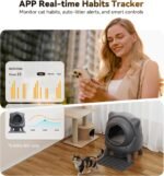 Self Cleaning Litter Box,Automatic Cat Litter Box for Multi Cats,FEELNEEDY Odor Control,litiere Pour Chat autonettoyant, Extra Large, APP Control,Safety Sensors, with 1 Trash Bag and Litter Mat - Image 5
