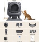 Self Cleaning Litter Box,Automatic Cat Litter Box for Multi Cats,FEELNEEDY Odor Control,litiere Pour Chat autonettoyant, Extra Large, APP Control,Safety Sensors, with 1 Trash Bag and Litter Mat - Image 10