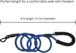6FT Strong Heavy Duty Dog Leash with Padded Handle, Highly Reflective Nylon Threads and Carabiner Hook for Small, Medium & Large Dogs - 6 ft Long 1/2 inch Diameter (Royal Blue) - Image 5