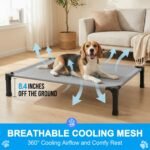 Elevated Dog Cot Bed, Cooling Chew-Resistant Mesh Pet Cot with Sturdy Metal Frame, Portable Washable Indoor Outdoor Dog Bed with Non-Slip Feet, Large 42.1" L x 30.1" W x 8.4" H - Image 3
