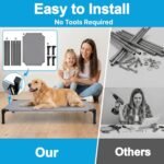 Elevated Dog Cot Bed, Cooling Chew-Resistant Mesh Pet Cot with Sturdy Metal Frame, Portable Washable Indoor Outdoor Dog Bed with Non-Slip Feet, Large 42.1" L x 30.1" W x 8.4" H - Image 6
