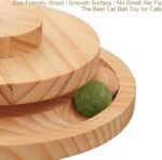 Marchul Cat Ball Toy with Treat Ball, Cat Treat Dispenser Toy with Roller Track Ball, Interactive Cat Toys Wooden for Indoor Cats Kitten, Cat Food Toy Automatic Slow Feeder Ball - Image 4